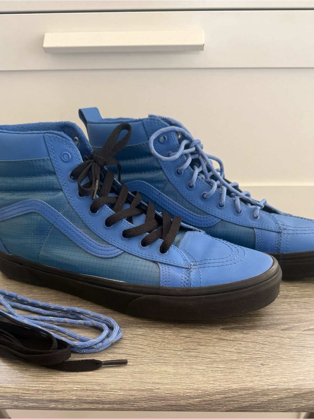 Vans Blue High-Top SK8 Skater Sneakers with Black Soles